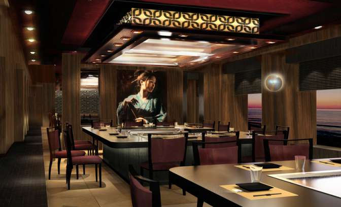 Een teppanyaki restaurant op de Norwegian Escape van NCL