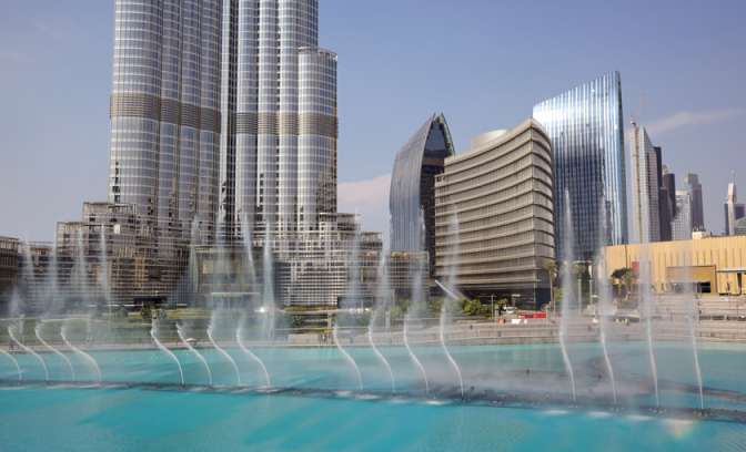 Een fontein in Dubai